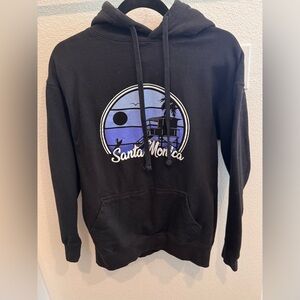 Santa Monica Black Hoodie Sweatshirt - Graphic Pullover
